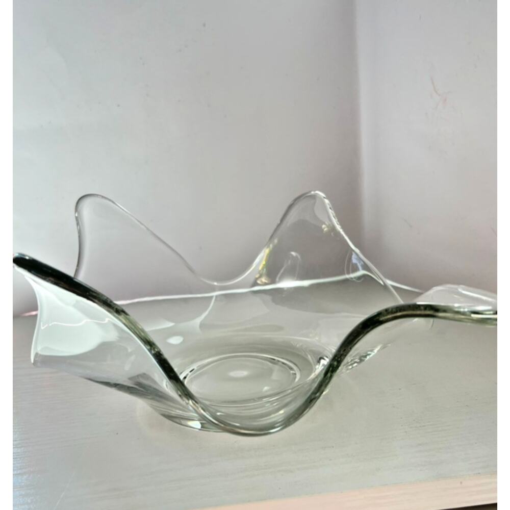 Vintage Freeform Art Glass Bowl Chalet Style Organic Modern Sculptural MCM